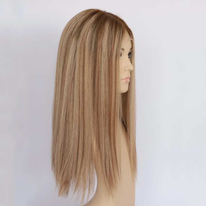 Honey blonde #714 color highlight with dark root brazilian virgin human hair YR0046